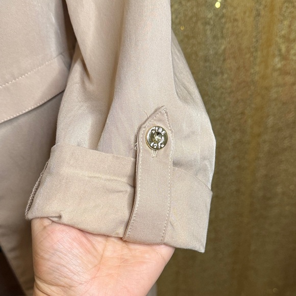 Nine West Open Front Duster Jacket In Beige Color - Picture 3 of 11